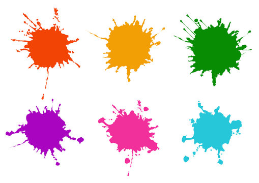 Vector Colorful Paint Splatters.Paint Splashes Set.Vector Illustration Design.