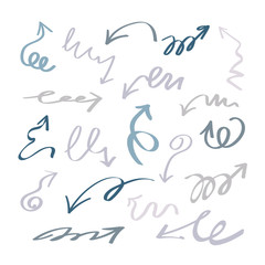 Isolated vector hand drawn arrows set on a white background