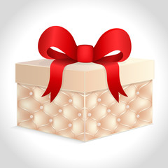 Gift box with a red bow. 