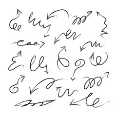 Isolated vector hand drawn arrows set on a white background