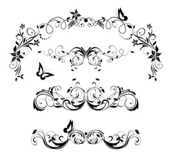 Vintage floral decorative headers and title collection. Black and white