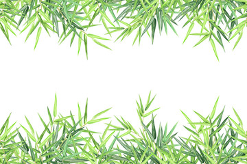 Naklejka na ściany i meble Bamboo horizontal frame with copyspace. Realistic vector background for card, banner, poster and web site design, 2 layers ready for parallax effect.