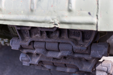 Closeup of Army Tank Crawler Wheel mechanism