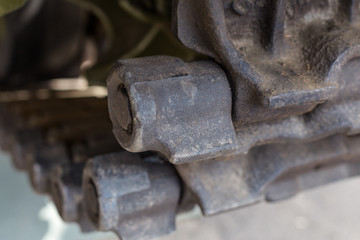 Closeup of Army Tank Crawler Wheel mechanism