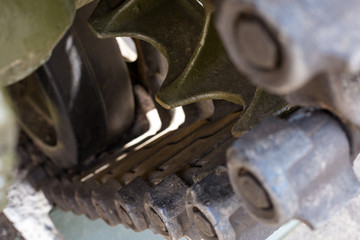 Closeup of Army Tank Crawler Wheel mechanism