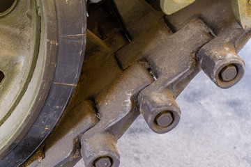 Closeup of Army Tank Crawler Wheel mechanism