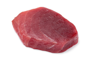 Single fresh raw yellowfin tuna steak