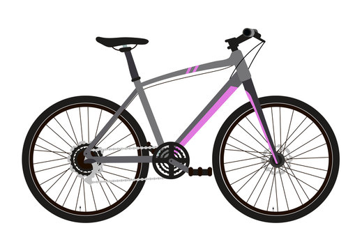 Vector illustration of a mountain or cross bike in a flat style isolated on a white background. Well detailed.