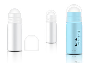 Mock up Realistic Deodorant Bottle Cosmetic for Skincare Product Packaging With Transparent Cap on white Background Illustration