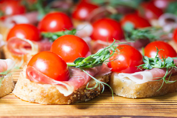 Tomato and basil summer sandwich. Catering food