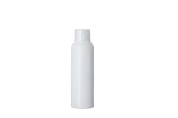 White plastic bottle with a white cap. White isolate