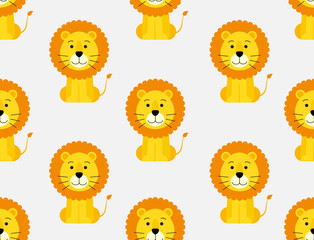 Seamless pattern of cute cartoon lion background