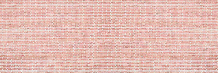 Wide red brick wall texture. Light orange panoramic vintage background