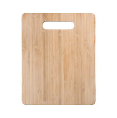 Wooden cutting board isolated on white background with clipping path