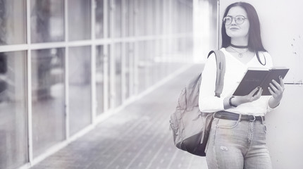 Young girl student on the street