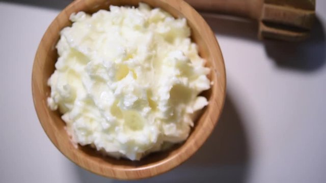 Homemade white Butter or desi Makhan/Makkhan in Hindi, served in a bowl. selective focus