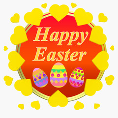 Bright background Happy Easter. Colorful Happy Easter greeting card. Easter illustration with calligraphic greeting .