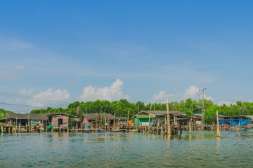 Unseen in Thailand. Scenery of Fishing village (The No-Land Village) at Bang Chan, Khlung, Chanthaburi, Thailand.