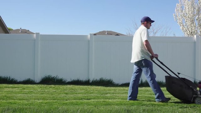 Man Mowing Lawn Profile