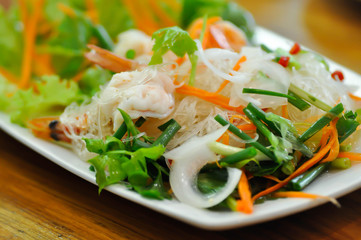 spicy salad or vermicelli and shrimp salad