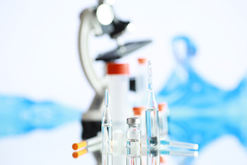 Seasonal vaccination. Medical equipment on a table.