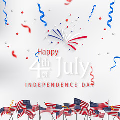 Obraz premium Happy 4th of July Independence Day greeting card. Happy independence day of America vector design. 4th of july celebration.