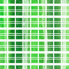 Abstract watercolor background. Checkered pattern. Green background for modern design.