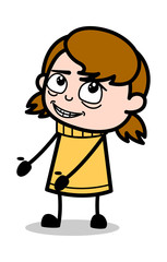 Fake Smile - Retro Cartoon Girl Teen Vector Illustration