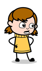 Speaking - Retro Cartoon Girl Teen Vector Illustration