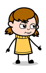 Silently Talking - Retro Cartoon Girl Teen Vector Illustration