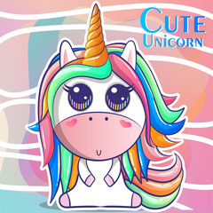 cute unicorn, baby shower card vector illustration. Can be used for baby t-shirt print, fashion print design, kids wear, baby shower celebration greeting and invitation card. - Vector