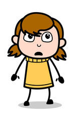 Worried Face - Retro Cartoon Girl Teen Vector Illustration