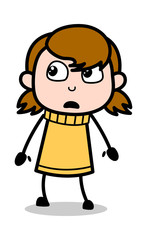 Afraid - Retro Cartoon Girl Teen Vector Illustration