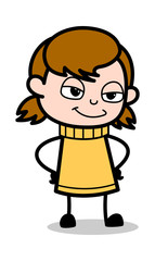 Smiling Face - Retro Cartoon Girl Teen Vector Illustration