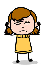Irritated - Retro Cartoon Girl Teen Vector Illustration