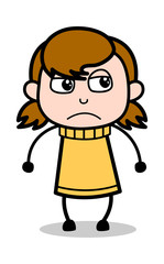 Disagree - Retro Cartoon Girl Teen Vector Illustration