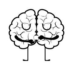 Brain cartoon drinking a coffee. Vector illustration design