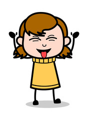 Teasing - Retro Cartoon Girl Teen Vector Illustration