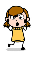 Surprised - Retro Cartoon Girl Teen Vector Illustration