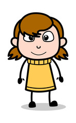 Slightly Smiling - Retro Cartoon Girl Teen Vector Illustration