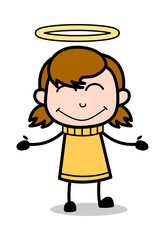 Positive Feeling - Retro Cartoon Girl Teen Vector Illustration