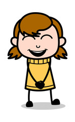 Very Happy - Retro Cartoon Girl Teen Vector Illustration