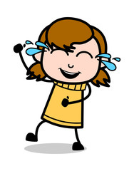 Tears of Joy - Retro Cartoon Girl Teen Vector Illustration