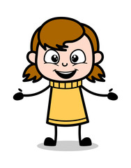 Happy - Retro Cartoon Girl Teen Vector Illustration