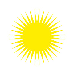 Yellow Sun with rays, weather  icon vector.  Yellow Sun with rays sign, weather icon. Weather or sun rays sign.