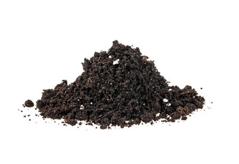 Heap of the organic soil isolated on white background