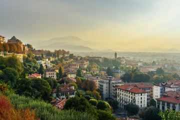 View of Bergamo from Porta San Giacomo gate at morning. Italy