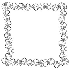 Floral frame. coloring book for adult and older children or like greeting card for birthday, Valentines day or wedding invitation