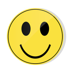 Yellow smile emoji with glossy front syde. Yellow smile emoji, flat sign.