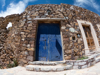 ancient door in Mexican town Real de 14